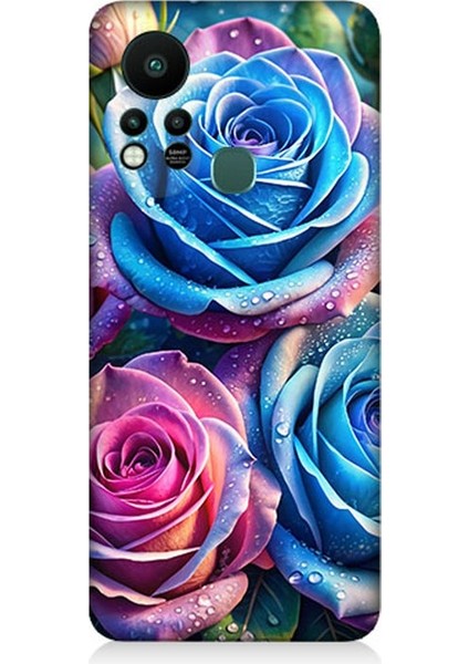 Infinix Hot 11S Uyumlu Gökkuşağı Renkli Güller Desenli Silikon Kılıf