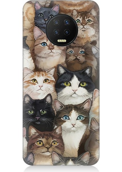 Infinix Note 7 Uyumlu Kedi Kalabalığında Kaos Desenli Silikon Kılıf