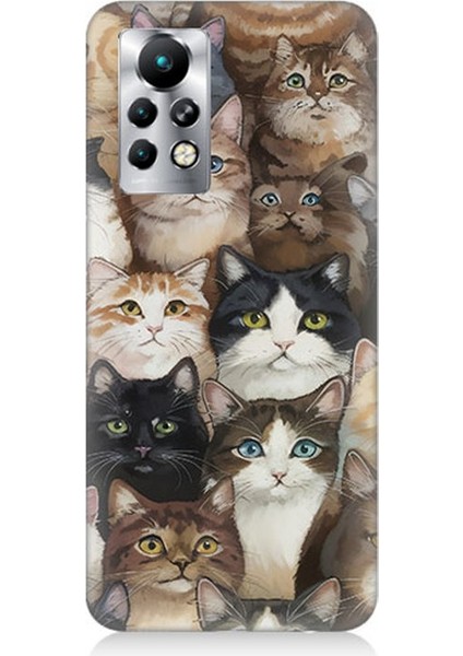 Infinix Note 11 Pro Uyumlu Kedi Kalabalığında Kaos Desenli Silikon Kılıf