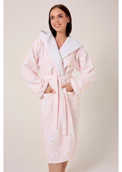 Daisy Desenli Dijital Baskılı Kapüşonlu Bornoz modelleri