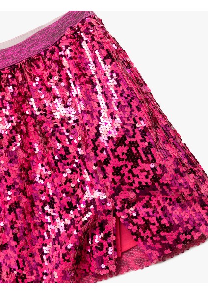 Pullu Payetli Beli Lastikli Mini Etek modelleri