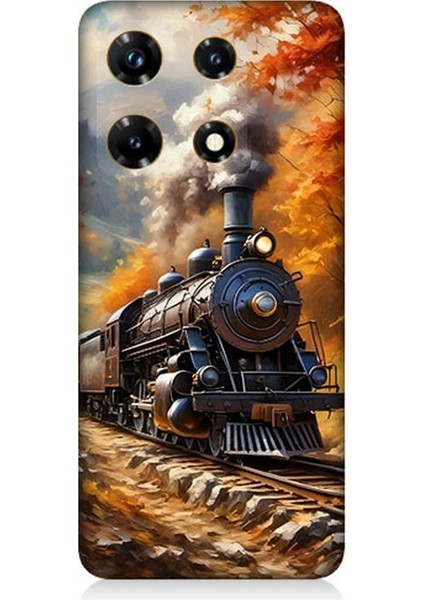 Infinix Note 30 Pro Uyumlu Sonbaharda Buharlı Tren Desenli Silikon Kılıf