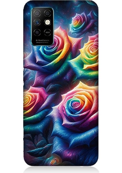 Infinix Note 8i Uyumlu Gökkuşağı Güllerin Patlaması Desenli Silikon Kılıf