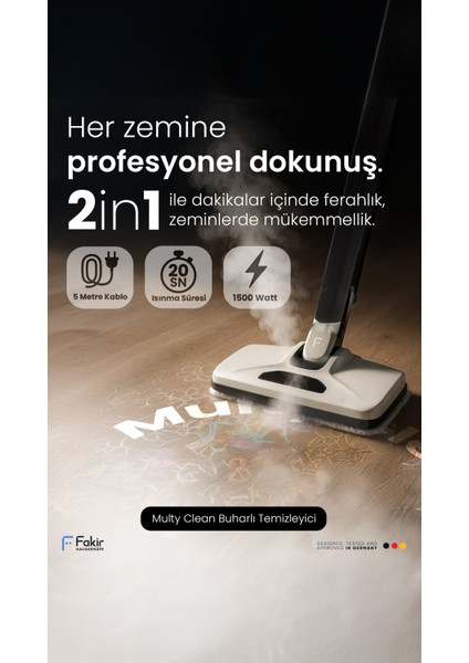Multy Clean Buharlı Temizleyici–profesyonel Hijyen, Kimyasalsız Temizlik,2in1