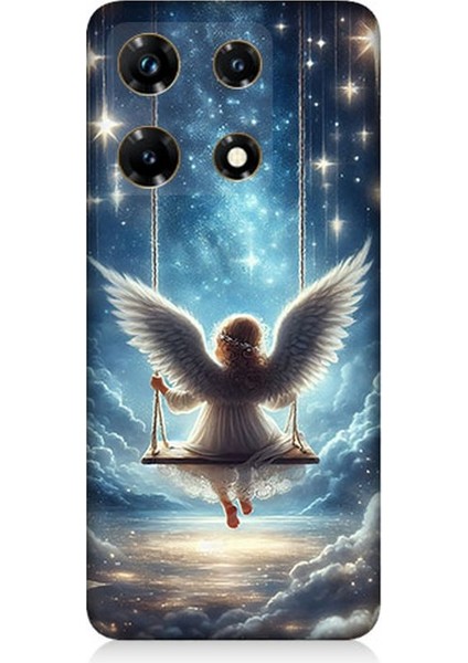 Infinix Note 30 Pro Uyumlu Yıldızlarla Salıncakta Melek Desenli Silikon Kılıf