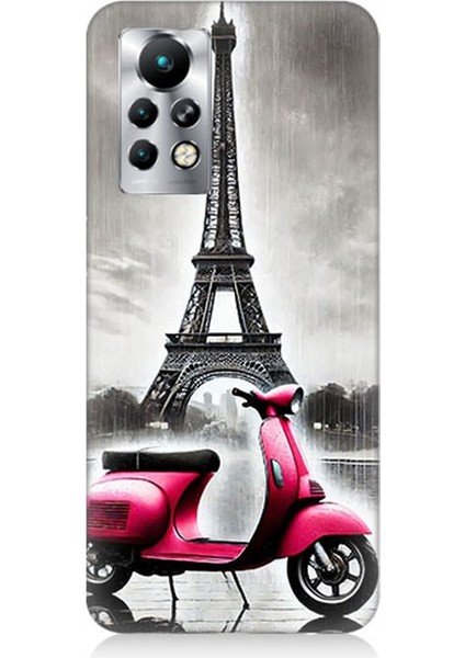 Infinix Note 11 Pro Uyumlu Pembe Scooter Eyfel Önü Desenli Silikon Kılıf