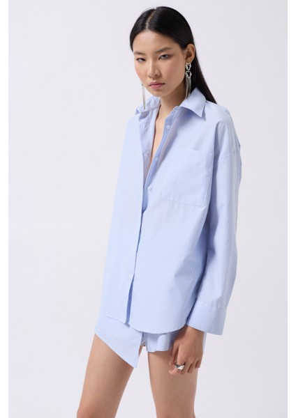 Anvelop Detay Mavi Gömlek modelleri