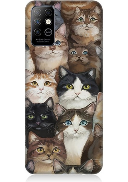 Infinix Note 8 Uyumlu Kedi Kalabalığında Kaos Desenli Silikon Kılıf