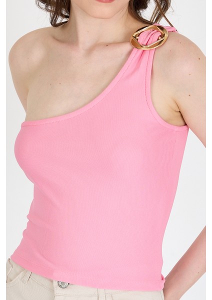 Pembe Toka Detaylı Tek Omuz Bluz 1649 fırsatları