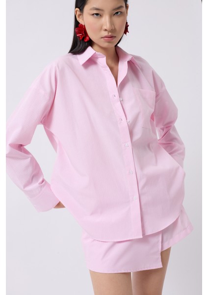Anvelop Detay Pembe Gömlek