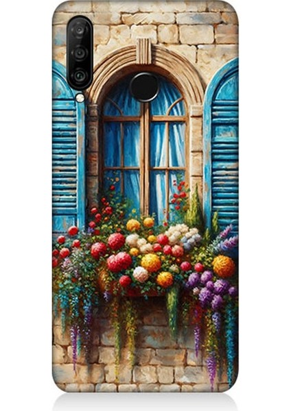 Huawei P30 Lite Uyumlu Pencereden Renkli Hayat Desenli Silikon Kılıf