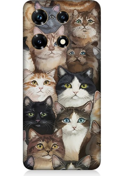 Infinix Note 30 Pro Uyumlu Kedi Kalabalığında Kaos Desenli Silikon Kılıf