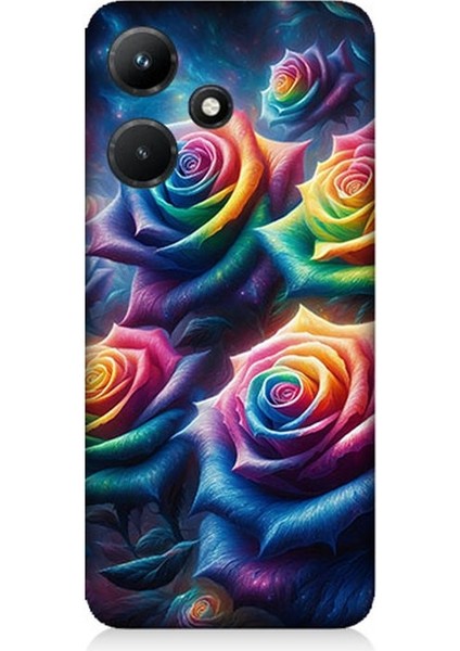 Infinix Hot 30I Uyumlu Gökkuşağı Güllerin Patlaması Desenli Silikon Kılıf