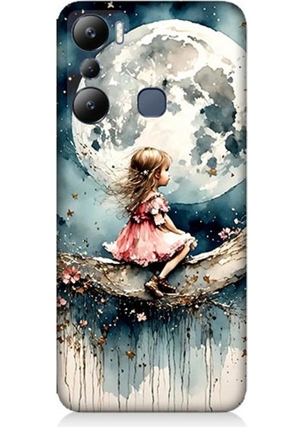 Infinix Hot 20I Uyumlu Ay Üzerinde Hayalci Kız Desenli Silikon Kılıf