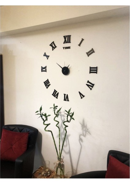 Siyah 3D Romen Rakamlı Büyük Metal Duvar Saati, Şık ve Modern Tasarım fiyatları
