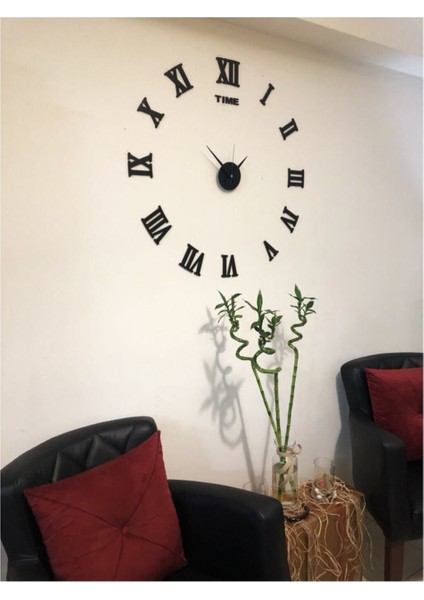 Siyah 3D Romen Rakamlı Büyük Metal Duvar Saati, Şık ve Modern Tasarım modelleri