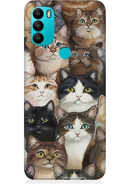General Mobile Gm 21 Plus Uyumlu Kedi Kalabalığında Kaos Desenli Silikon Kılıf
