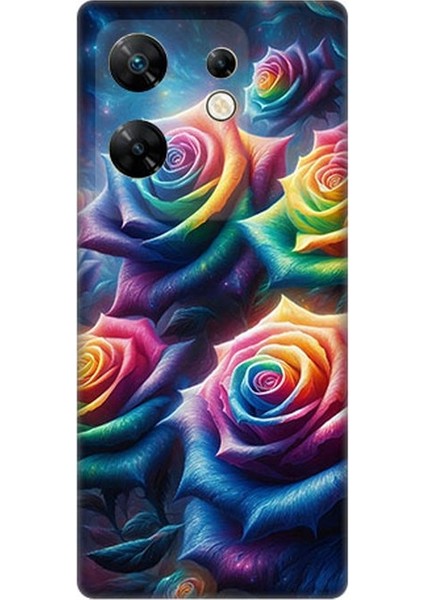 Infinix Zero 30 4g Uyumlu Gökkuşağı Güllerin Patlaması Desenli Silikon Kılıf