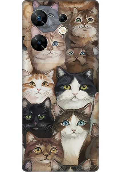 Infinix Zero 30 4g Uyumlu Kedi Kalabalığında Kaos Desenli Silikon Kılıf