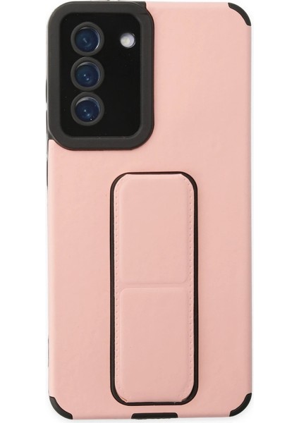 Samsung Galaxy S21 Fe Kılıf Mega Standlı Silikon - Pudra Drstr