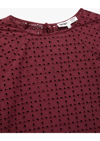 x Melis Ağazat - Pamuklu Astarlı Brodeli Fistolu Kısa Kollu Bisiklet Yaka Bluz modelleri