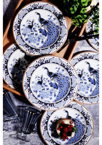 Geyşa Desen Porselen 6'lı Pasta Tabağı 20 cm