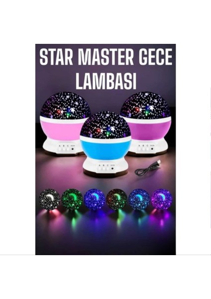 Mavi ve Mor Işıklı Star Master Projeksiyon Lambası