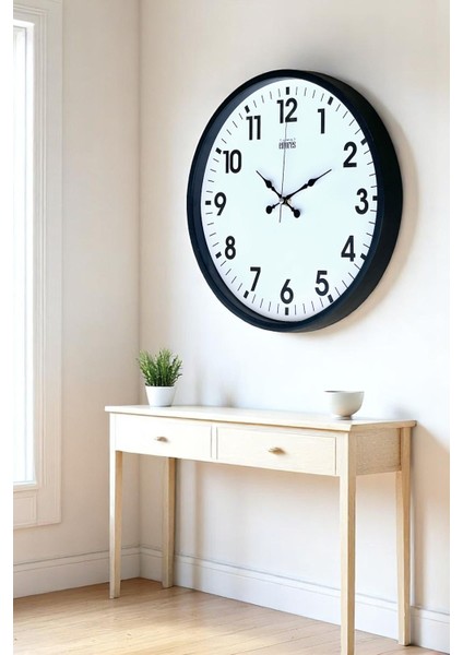 37 cm Dekoratif Cam Mekanizma Sessiz Duvar Saati, Siyah