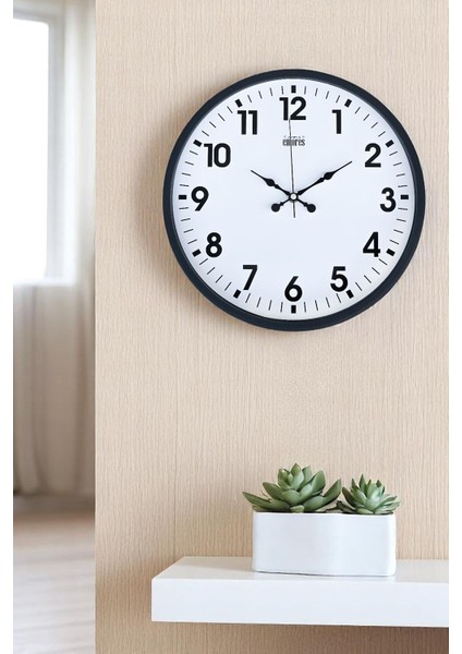 37 cm Dekoratif Cam Mekanizma Sessiz Duvar Saati, Siyah fiyatları