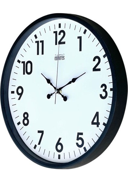 37 cm Dekoratif Cam Mekanizma Sessiz Duvar Saati, Siyah