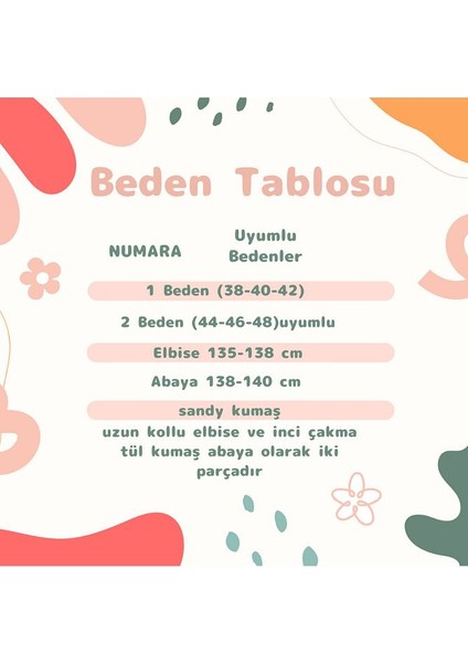 Kadın Tesettür Uzun Kollu Abaya Elbise & Inci Çakma Tül