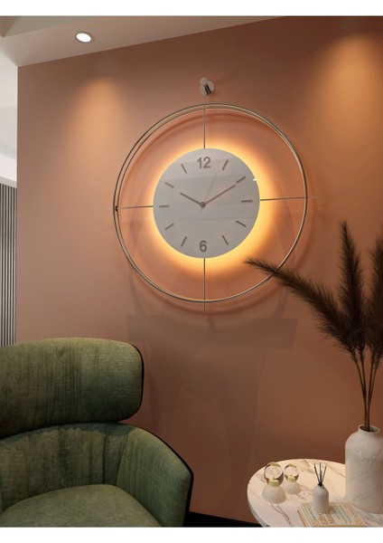 Modern Ledli Metal Duvar Saati, Şık ve Dekoratif Tasarım