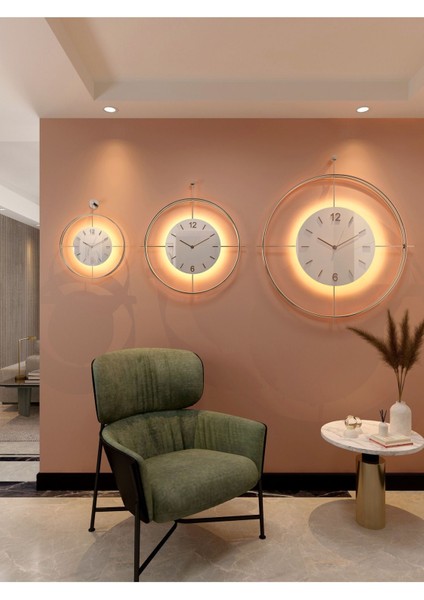 Modern Ledli Metal Duvar Saati, Şık ve Dekoratif Tasarım fırsatları
