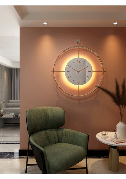 Modern Ledli Metal Duvar Saati, Şık ve Dekoratif Tasarım indirimleri