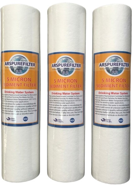 Su Arıtma Cihazı 5 Mikron Sediment Filtre 10 Inch - 3 Adet