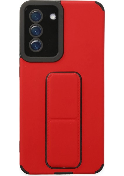 Samsung Galaxy S21 Fe Kılıf Mega Standlı Silikon - Kırmızı Drstr
