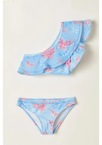 Floral Butterflies Tek Omuzlu Bikini