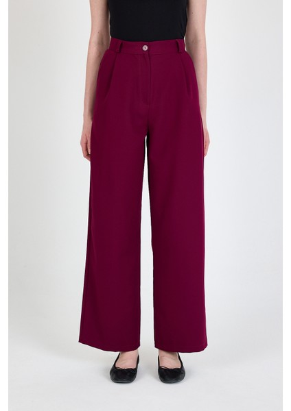 Bordo Pile Detaylı Palazzo Pantolon 4003A fiyatları