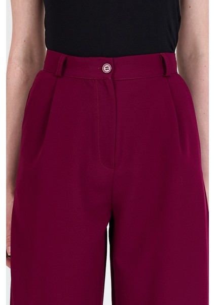 Bordo Pile Detaylı Palazzo Pantolon 4003A fırsatları