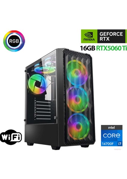 Thunder X740 I7 14700F 16GB Ddr5 Ram 1tb M.2 Nvme SSD 16GB RTX5060 Ti Oyuncu Masaüstü Bilgisayarı