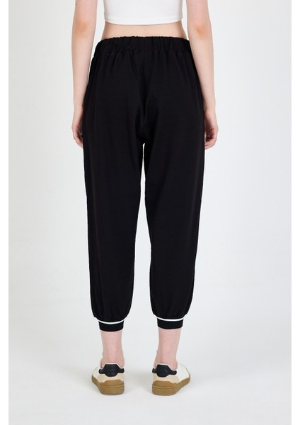 Siyah Bel Lastikli Cepli Şerit Detaylı Jogger Eşofman Altı 81524 indirimleri