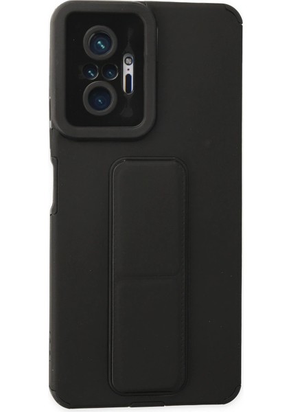 Xiaomi Redmi Note 10 Pro Kılıf Mega Standlı Silikon - Siyah Drstr