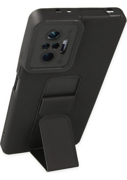 Xiaomi Redmi Note 10 Pro Kılıf Mega Standlı Silikon - Siyah Drstr