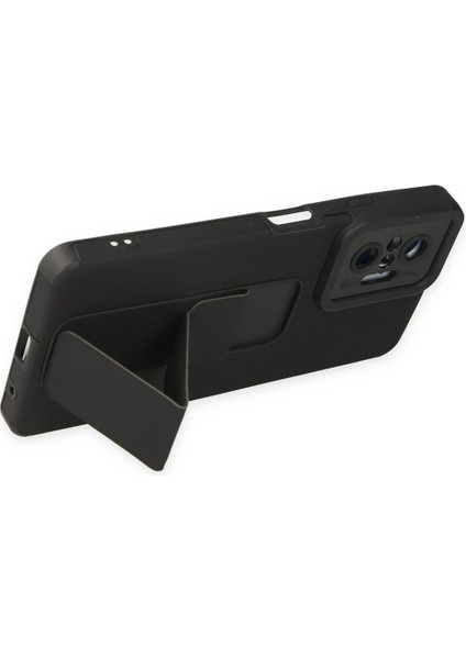 Xiaomi Redmi Note 10 Pro Kılıf Mega Standlı Silikon - Siyah Drstr