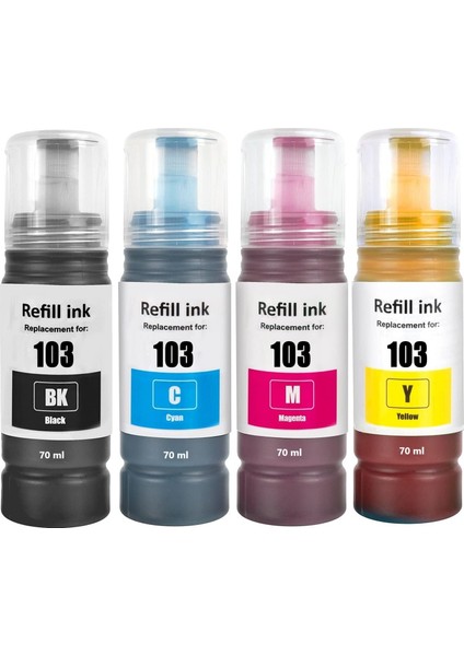 Ecotank L3266,L5190,L5290,L3296 Yazıcı Uyumlu 4 Renk Muadil Mürekkep Seti