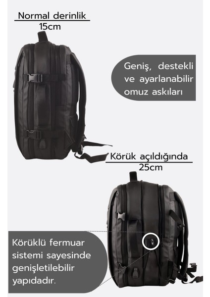 Unisex Su Geçirmez Körüklü Sırt ve Seyahat Çantası 15.6 - 17 Inç Laptop Bölmeli Çok Gözlü fiyatları