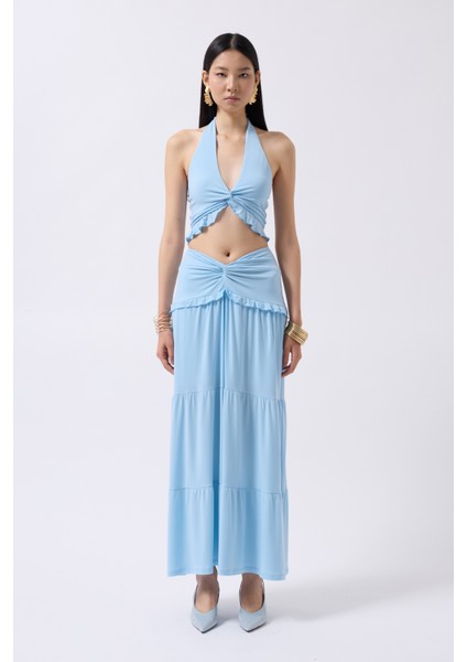 Düğüm Detay Fırfırlı Bebe Mavi Crop fiyatları