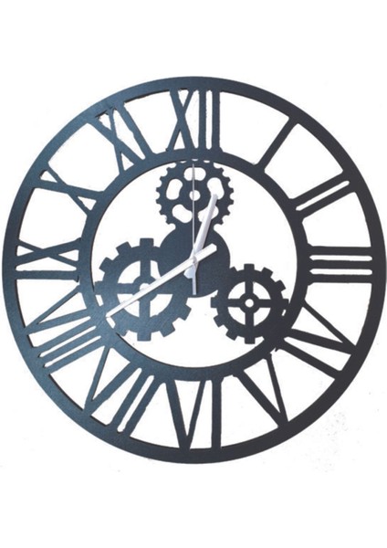 Şık Lazer Kesim Desenli Ahşap Duvar Saati, Siyah Renk fiyatları