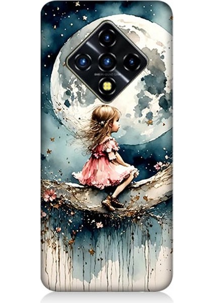 Infinix Zero 8 Uyumlu Ay Üzerinde Hayalci Kız Desenli Silikon Kılıf