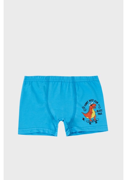 Desenli Streç Pamuklu 5 li Paket Boxer Erkek Çocuk BOXER 6651005DINO
